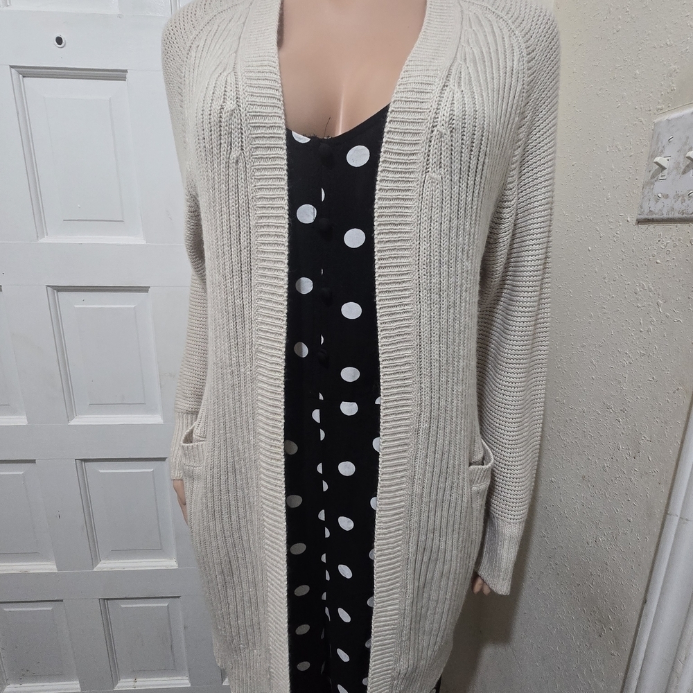RD Style Beige Open-Front Cardigan